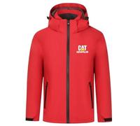 ANBCUOT Imperméable de Montagne Ca.ter-pillar, Pluie Manteau Automne Hiver Veste(Red,M)