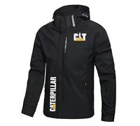 ANBCUOT Softshells Randonnée Homme Ca.ter-pillar, Veste de Imperméable, Pluie Manteau Automne Hiver Veste(Black,M)