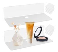 ANBEEISS 2 Pièces Étagère Murale Flottante Blanche en Acrylique, 22,5 cm | Petite, Sans Perçage, pour Chambre, Cuisine, Bureau, Salle de Bain, 4 Adhésives Incluses