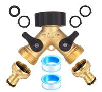 ANBEEISS 3/4" 2 Voies Raccord en Y Répartiteur de Robinet, Raccord Tuyau d'Arrosage en Y en Laiton à 2 Voies Interrupteur Double pour Robinet d'eau, Tuyau d'arrosage, raccord de Machine à Laver