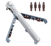 ANBEISTEE Jeu de tournevis à cliquet 1/4 pouce, Portée Etroite, Couple Elevé Outil EDC à Angle Droit avec Poignée Réversible à Mini-déplacement de 90 Degrés et 4 Mèches Multifonctionnelles