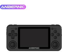 ANBERNIC Console de jeu portable, écran IPS 3,5 pouces | RK3326 Quad-Core 1,5 GHz | Double manettes 3D | Prend en charge TF Extend 256 GB | Avec écouteurs 3,5 mm, noir