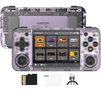 Anbernic RG35XX H Console de jeu portable rétro, sortie TV HDMI 5G, WiFi, Bluetooth 4.2, écran IPS 3,5", système Linux intégré, carte TF 64 Go, 5515 jeux, violet transparent