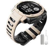 ANBEST Bracelets en Silicone Compatibles avec Garmin Instinct/Instinct Esports Bracelet, Sports Bracelet de Remplacement Souples pour Instinct Tactical/Tide/Solar, Blanc Toundra/Noir