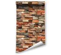 ANBILILA Rocher Auto-adhésif Papier Peint, 44,5x1000CM Pierre de Brique Auto-adhésive Papier Peint en Vinyle étanche décoration Murale pour Murs Décoratifs