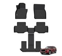ANBINGO® - Tapis de Sol sur Mesure pour Mazda CX-90 6 et 7 sièges 2024 avec Console de 2e rangée - Imperméable - Toutes Saisons - Housses de Protection Avant et arrière et 3ème rangée CX90 - Noir