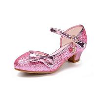 ANBIWANGLUO Chaussure Princesse Fille Chaussure Talon Enfant Sandales Paillette Fête Filles Rose,29 EU/Étiqueter 30