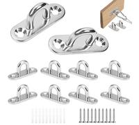 ANBOO 10 Pcs M5 Crochets De Plafond En Forme U, Crochet Inox, Pontet Inox, Base 15 X 45mm, Support Mural Plaques À Œil Pour Fixer Les Cordons Sur Bateau, Yoga, Les Lustres, Quincaillerie