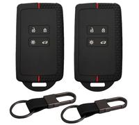 ANBOO 2 Pièces Coque de e Voiture Compatible pour Renault Clio Megane Koleos Kadjar Kangoo Twingo Talisman Captur Espace Dacia Duster Boîtier pour e Voiture en Silicone (Noir-2PCS)