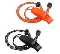 ANBOO 2 Pièces Sifflet Anti Agression avec Cordon, Sifflet de Survie, Sifflet Securité Randonnée, Sifflet d'urgence de Survie pour Signalisation, Sauveteurs, Extérieur, Randonnée