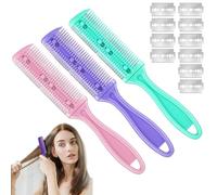 ANBOO 3 Pièces Peigne Rasoir & Ciseaux Coiffure, Lame Acier Inoxydable