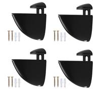 ANBOO 4 Pcs Supports D'étagère en verre réglables Noir - Pour étagères de 2 à 23 mm d'épaisseur Support mural pour étagères en verre,Salle de Bain et Cuisine