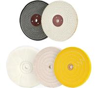 ANBOO 5PCS Disques de Polissage 150mm, Pad Polissage en Tissu, Flanelle de Coton, Coton, Sisal, Denim, Touret à Polir, Tampon de Polissage