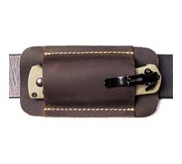 ANBOO Étui Couteau en Cuir avec Boucle de Ceinture Cachée pour Camping Chasse - Porte-Couteau Pliant Professionnel avec 2 Pochettes de Rangement (Marron)