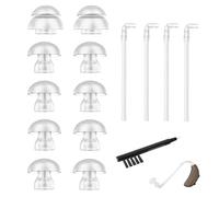 ANBOO Lot de 15 dômes de rechange en silicone avec tubes, 12 mm, 14 mm, accessoires et tubes de rechange avec outil de nettoyage pour la plupart des écouteurs (8 pièces de 12 mm + 2 pièces de 14 mm)