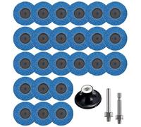 ANBOO Lot de 24 disques à lamelles - 50 mm - Grain 40/60/80/120 - Disques à lamelles de 50 mm - Corindon de zircon - Pour meuleuse d'angle de 5 cm + barre ronde