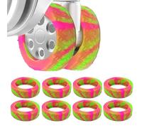 ANBOO Lot de 8 housses de protection de roue en silicone pour bagages - Antidérapantes et imperméables - Pour chaises de bureau et la plupart des roues rotatives à 8 roues (mélange de vert et rouge
