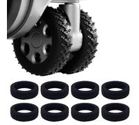 ANBOO Lot de 8 housses de protection de roue en silicone pour bagages - Antidérapantes et imperméables - Pour chaises de bureau et la plupart des roues pivotantes à 8 roues (noir), Noir , Noir,