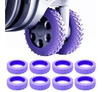 ANBOO Lot de 8 housses de protection de roue en silicone pour bagages - Antidérapantes et imperméables - Pour chaises de bureau et la plupart des roues pivotantes à 8 roues (noir), lilas, Lila,