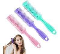 ANBOO Peigne Rasoir Pour Cheveux, 3 Pièces Peigne Effileur, Coupe Fourche Cheveux, Ciseaux Coiffure Desepaississant Cheveux, Peigne Coupe Cheveux Femme, Lame Acier Inoxydable Pour Coiffure DIY