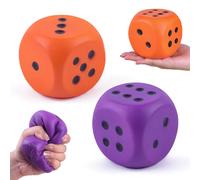 ANBOOR Lot de 2 grands cubes en mousse pour adultes et enfants - 9 cm - Jouet géant doux et coloré pour les soirées de jeux et les activités d'enseignement (orange et violet)