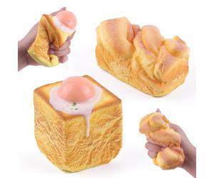 Anboor Lot de 2 Jouets Squishies en forme de pain, Jouets en mousse à presser lentement avec parfum - Jouets anti-stress pour enfants, adolescents et adultes
