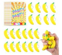 Anboor Lot de 20 jouets anti-stress à la banane avec porte-clés et 10 sacs de fête, extensibles pour soulager le stress, mini jouets à presser pour adultes et enfants