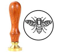 Anbose Cachet de cire d'abeille avec poignée en bois et sceaux en cuivre Style rétro vintage Miel pour lettres, cartes d'invitation