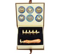 ANBOSE Kit de Tampons de Cire pour Animaux - 6 Têtes en Laiton Amovibles et 1 Manche en Bois - Pour Cartes d'Invitations avec Motif Dragon d'Abeille