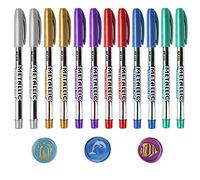 ANBOSE - Lot de 12 Marqueurs de Couleur Métallique pour Décoration de Cire à Cacheter - Stylos de Qualité Supérieure pour Enveloppes de Mariage - Compatible Avec Toutes les Perles de Cire