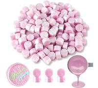 Anbose Lot de 500 perles de cire à octogone avec 2 bougies à thé et 1 cuillère à fondre pour cachet de cire Rose