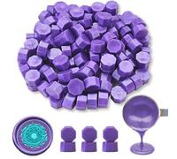 Anbose Lot de 500 perles de cire à octogone avec 2 bougies à thé et 1 cuillère à fondre pour sceau de cire Violet