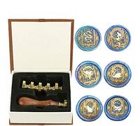 Anbose Sceau de cire avec tête en laiton amovible et poignée en bois - Style rétro vintage pour cartes, lettres, invitations - Motif : dragon/sirène/cygne/oiseau-mouche/chat/baleine