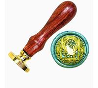 Anbose Sceau de cire avec tête en laiton amovible et poignée en bois - Style rétro vintage pour cartes, lettres et invitations - Motif : chat et étoiles