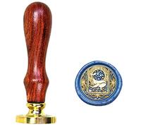 Anbose Sceau de cire avec tête en laiton amovible et poignée en bois - Style rétro vintage pour cartes, lettres, invitations - Motif : baleine et étoiles