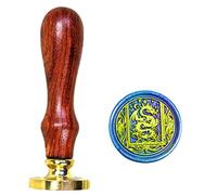Anbose Sceau de cire avec tête en laiton amovible et poignée en bois - Style rétro vintage pour cartes, lettres, invitations - Motif : dragon et étoiles