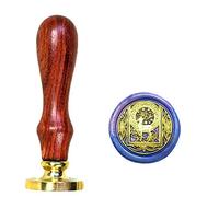 Anbose Sceau de cire avec tête en laiton amovible et poignée en bois - Style rétro vintage pour cartes, lettres, invitations - Motif : cerf et étoiles