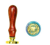 Anbose Sceau de cire avec tête en laiton amovible et poignée en bois - Style rétro vintage pour cartes, lettres, invitations - Motif : oiseau-mouche et étoiles