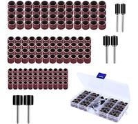 ANBOWEI 150 Pièces Caoutchouc Tambour de Ponçage avec Boîte Gratuite, Manchons Abrasifs pour Ponceuse, Comprenant 144 Bandes de Ponçage et 6 Tambour Mandrin pour Dremel Outils Rotatifs