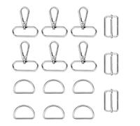 ANBOWEI Mousqueton Sac a Main 40mm, 15pcs Inclure Pivotant Boucle Sangle, Anneaux en D, Couture Attache Coulissante, Mercerie Accessoire pour Sac Sangle Bricolage, Argent