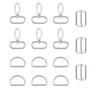 ANBOWEI Mousqueton Sac a Main 40mm, Inclure Pivotant Boucle Sangle, Anneaux en D, Couture Attache Coulissante, Mercerie Accessoire pour Sac Sangle Bricolage(15pcs Argent)