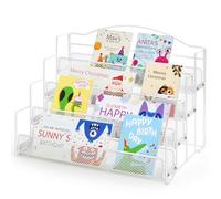 ANBOXIT Présentoir carte postale, porte carte postale, pour autocollants, cartes de vœux, cartes cadeaux de vacances, vente au détail, métal blanc