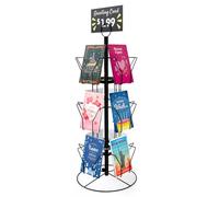 ANBOXIT Présentoir carte postale rotatif, porte carte postale, pour cartes de vœux, autocollants, cartes cadeaux de vacances, vente au détail, métal Noir 12 pochettes