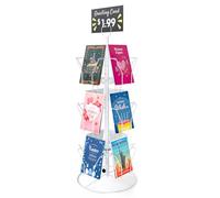 ANBOXIT Présentoir carte postale rotatif, porte carte postale, pour cartes de vœux, autocollants, cartes cadeaux de vacances, vente au détail, métal blanc 12 pochettes