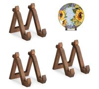 ANBOXIT Support Assiette Decorative en Bois - 15,2 cm, Porte Assiette | 3 Pièces, Porte Assiette de Table, Presentoir Cadre Photo, Petit Chevale