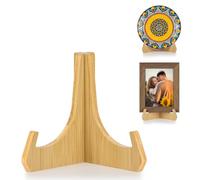 ANBOXIT Supports Assiettes Decorative, Supports à Assiettes 6 Pouces, Support Cadre Photo en Bambou, Chevalets de Table, Support Décoratif pour Plat, Assiette, Livre, Photo, Plaque (1 Pièce)