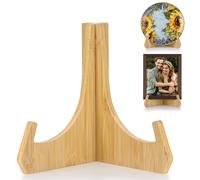 ANBOXIT Supports Assiettes Decorative, Supports à Assiettes 6 Pouces, Support Cadre Photo en Bambou, Chevalets de Table, Support Décoratif pour Plat, Assiette, Livre, Photo, Plaque (1 Pièce)