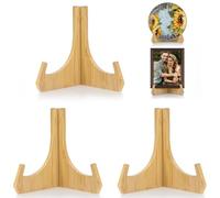 ANBOXIT Supports Assiettes Decorative, Supports à Assiettes 8 Pouces | Support Cadre Photo en Bambou, Chevalets de Table, Support Décoratif pour Plat, Assiette, Livre, Photo, Plaque (3 Pièce)