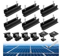 Anbte Kit de 12 Fixations en Aluminium pour Panneaux Solaires | 6 Rails Courts de 120mm, 4 Pinces d'Extrémité en Z et 2 Pinces Centrales Supports en T, pour 30/35mm Panneau Solaire, Noir