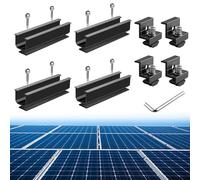 Anbte Kit de Fixation de Panneau Solaire 4 Rails Courts en Aluminium de 120mm avec 4 Pinces d'Extrémité 30MM/35MM Système de Montage PV pour Panneaux Solaires Montés sur le Toit - Noir